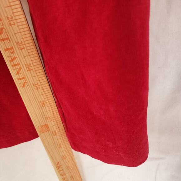 Corduroy Jumpsuit Overall M Red Stretchy Cotton Utility Retro Bootcut New - Picture 9 of 11